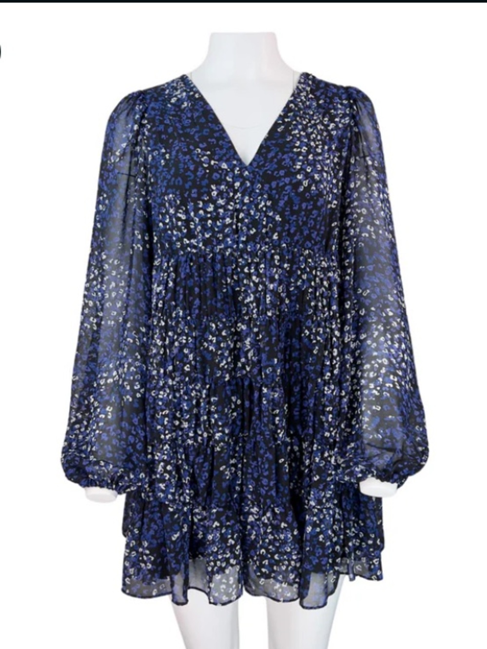 Ted Baker Black Dress with Blue & White Floral Print